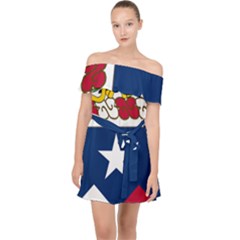 Coat Of Arms Of United States Army 141st Infantry Regiment Off Shoulder Chiffon Dress by abbeyz71