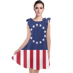 Betsy Ross Flag Usa America United States 1777 Thirteen Colonies Vertical Tie Up Tunic Dress by snek