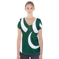 Flag Of Pakistan Short Sleeve Front Detail Top by abbeyz71
