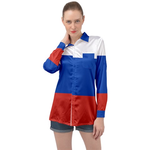 National Flag Of Russia Long Sleeve Satin Shirt by abbeyz71