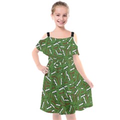 Pepe The Frog Face Pattern Green Kekistan Meme Kids  Cut Out Shoulders Chiffon Dress by snek
