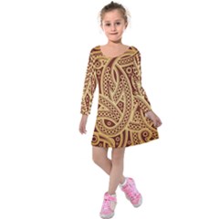 Fine Pattern Kids  Long Sleeve Velvet Dress by Sobalvarro