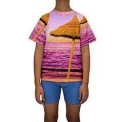 Pop Art Beach Umbrella  Kids  Short Sleeve Swimwear by essentialimage