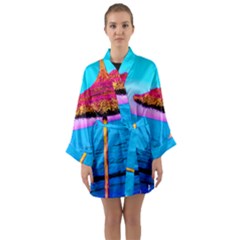 Pop Art Beach Umbrella  Long Sleeve Satin Kimono by essentialimage