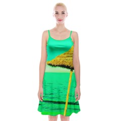 Pop Art Beach Umbrella  Spaghetti Strap Velvet Dress by essentialimage