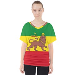 Flag Of Ethiopian Empire  V-neck Dolman Drape Top by abbeyz71