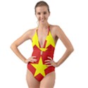 Flag of Vietnam Halter Cut-Out One Piece Swimsuit View1