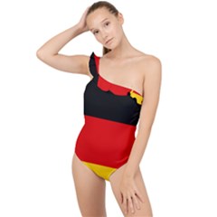Flag Of Germany Frilly One Shoulder Swimsuit by abbeyz71