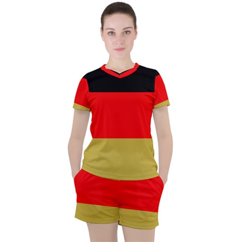Metallic Flag Of Germany Women s Tee And Shorts Set by abbeyz71