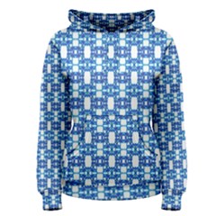 Blue White  Abstract Pattern Women s Pullover Hoodie