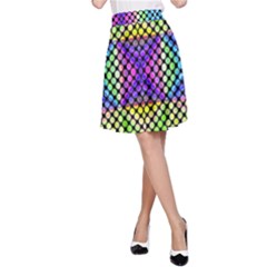 Bright  Circle Abstract Black Yellow Purple Green Blue A-line Skirt by BrightVibesDesign