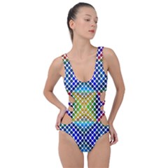 Colorful Circle Abstract White  Blue Yellow Red Side Cut Out Swimsuit by BrightVibesDesign