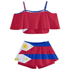 Philippines Flag Filipino Flag Kids  Off Shoulder Skirt Bikini by FlagGallery