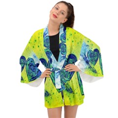 Heart Emotions Love Blue Long Sleeve Kimono by HermanTelo