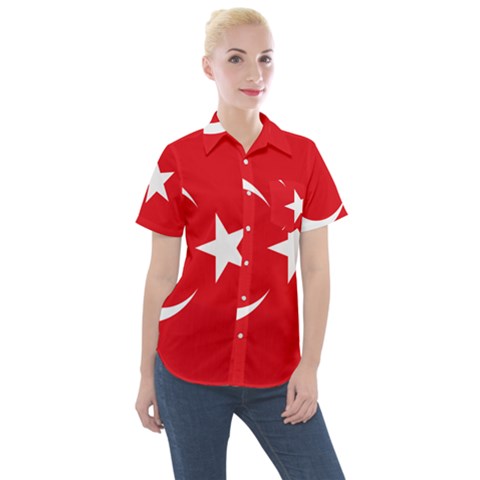 Flag Of Turkey Women s Short Sleeve Pocket Shirt by abbeyz71