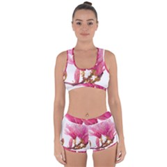 Magnolia Roze Aquarel Watercolor Racerback Boyleg Bikini Set by picsaspassion