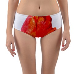 Spring Tulip Red Watercolor Aquarel Reversible Mid-waist Bikini Bottoms by picsaspassion