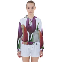 Tulips Spring Bouquet Women s Tie Up Sweat by picsaspassion