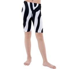 Wild Zebra Pattern Black And White Kids  Mid Length Swim Shorts by picsaspassion