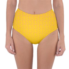 Background Polka Yellow Reversible High-waist Bikini Bottoms by HermanTelo