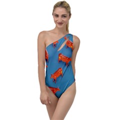Illustrations Cow Agriculture Livestock To One Side Swimsuit by HermanTelo
