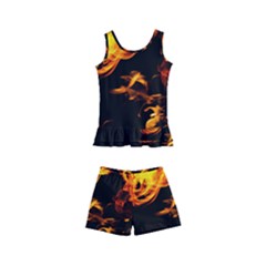 Can Walk On Fire, Black Background Kids  Boyleg Swimsuit by picsaspassion