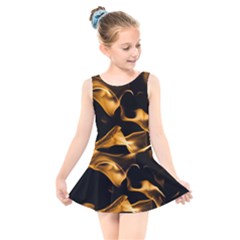 Can Walk On Volcano Fire, Black Background Kids  Skater Dress Swimsuit by picsaspassion