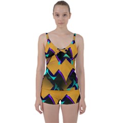 Geometric Gradient Psychedelic Tie Front Two Piece Tankini by HermanTelo