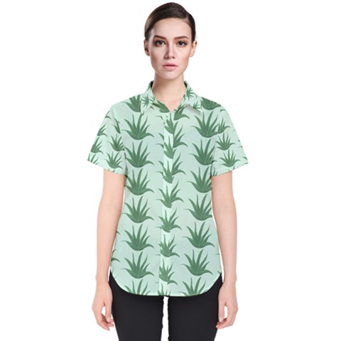 Aloe Plants Pattern Scrapbook Women s Short Sleeve Shirt by Alisyart
