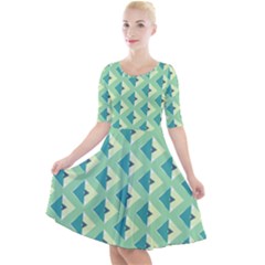 Background Chevron Green Quarter Sleeve A-line Dress by HermanTelo