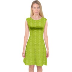 Background Texture Pattern Green Capsleeve Midi Dress