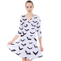 Bats Pattern Quarter Sleeve Front Wrap Dress by Sobalvarro