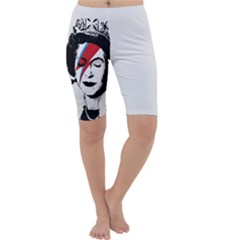 Banksy Graffiti Uk England God Save The Queen Elisabeth With David Bowie Rockband Face Makeup Ziggy Stardust Cropped Leggings  by snek
