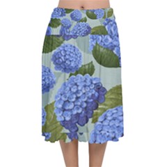 Hydrangea  Velvet Flared Midi Skirt by Sobalvarro