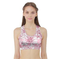 Pink Flowers Sports Bra With Border by Sobalvarro