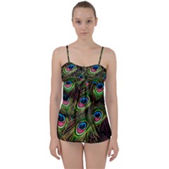 Peacock Feathers Color Plumage Babydoll Tankini Set by Celenk