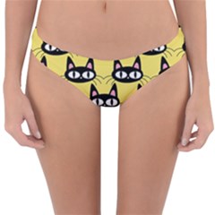 Cute Black Cat Pattern Reversible Hipster Bikini Bottoms by Valentinaart