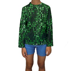 Abstract Plaid Green Kids  Long Sleeve Swimwear by HermanTelo