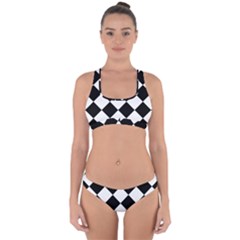 Grid Domino Bank And Black Cross Back Hipster Bikini Set by Sapixe