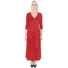 Pois Doré / Rouge Quarter Sleeve Wrap Maxi Dress by kcreatif