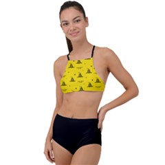 Gadsden Flag Don t Tread On Me Yellow And Black Pattern With American Stars High Waist Tankini Set by snek