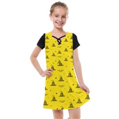 Gadsden Flag Don t Tread On Me Yellow And Black Pattern With American Stars Kids  Cross Web Dress by snek