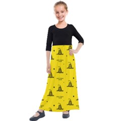 Gadsden Flag Don t Tread On Me Yellow And Black Pattern With American Stars Kids  Quarter Sleeve Maxi Dress by snek