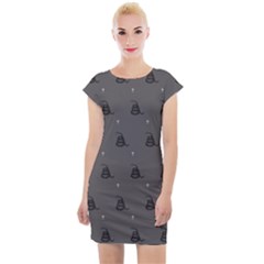 Gadsden Flag Don t Tread On Me Black And Gray Snake And Metal Gothic Crosses Cap Sleeve Bodycon Dress by snek
