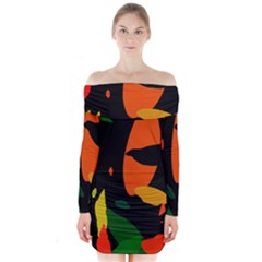 Pattern Formes Tropical Long Sleeve Off Shoulder Dress by kcreatif