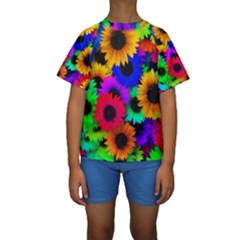 Colorful Sunflowers                                                    Kid s Short Sleeve Swimwear by LalyLauraFLM