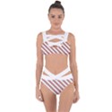 White Candy Cane Pattern with Red and Thin Green Festive Christmas Stripes Bandaged Up Bikini Set  View1