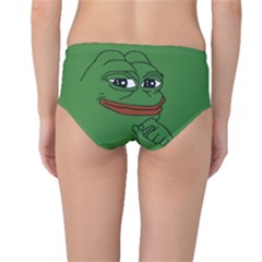Pepe The Frog Smug Face With Smile And Hand On Chin Meme Kekistan All Over Print Green Mid-waist Bikini Bottoms by snek