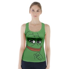 Pepe The Frog Smug Face With Smile And Hand On Chin Meme Kekistan All Over Print Green Racer Back Sports Top by snek