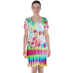 Pattern Decorated Schoolbus Tie Dye Short Sleeve Nightdress by Amaryn4rt